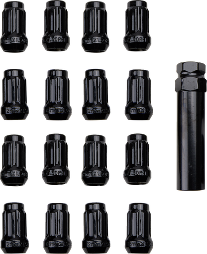 ITP Lug Nuts - 60° Tapered - Black - M12 x 1.50 - Splined with Key - 16 Pack BLUG20BX