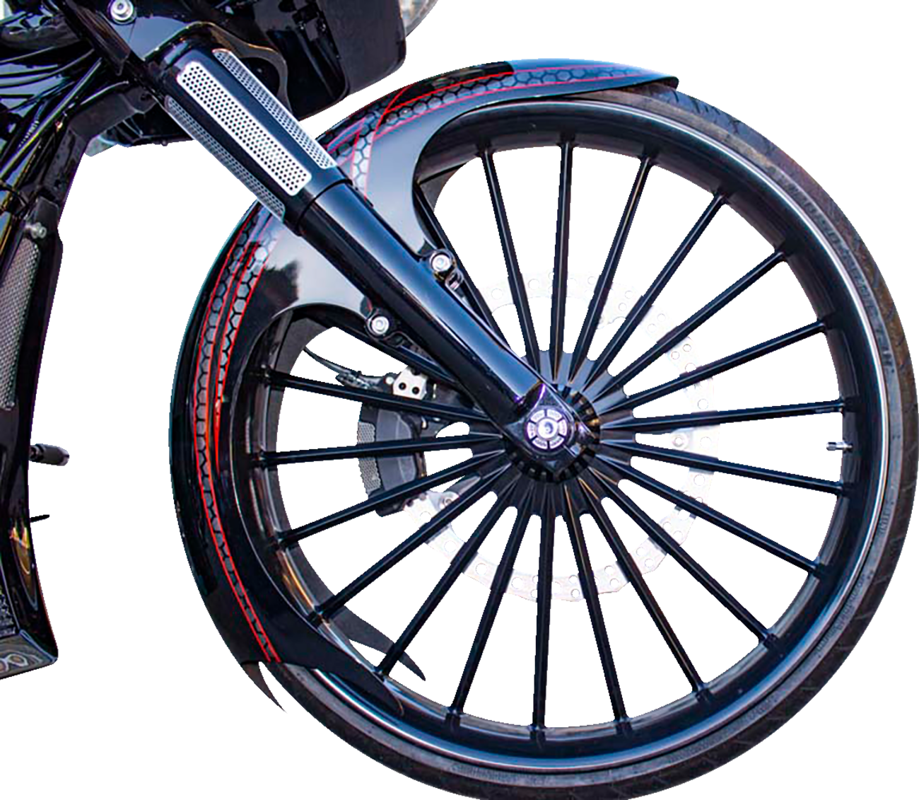 PAUL YAFFE BAGGER NATION Talon Front Fender - 21" Wheel - With Black Adapters - Touring Models TALON21-14L-B