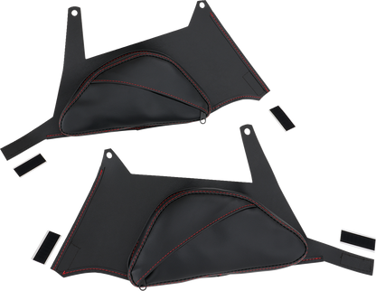 SHOW CHROME Dual Side Tank Pouch - Ballistic w/ Red Stitch - Ryker H40-401CRED