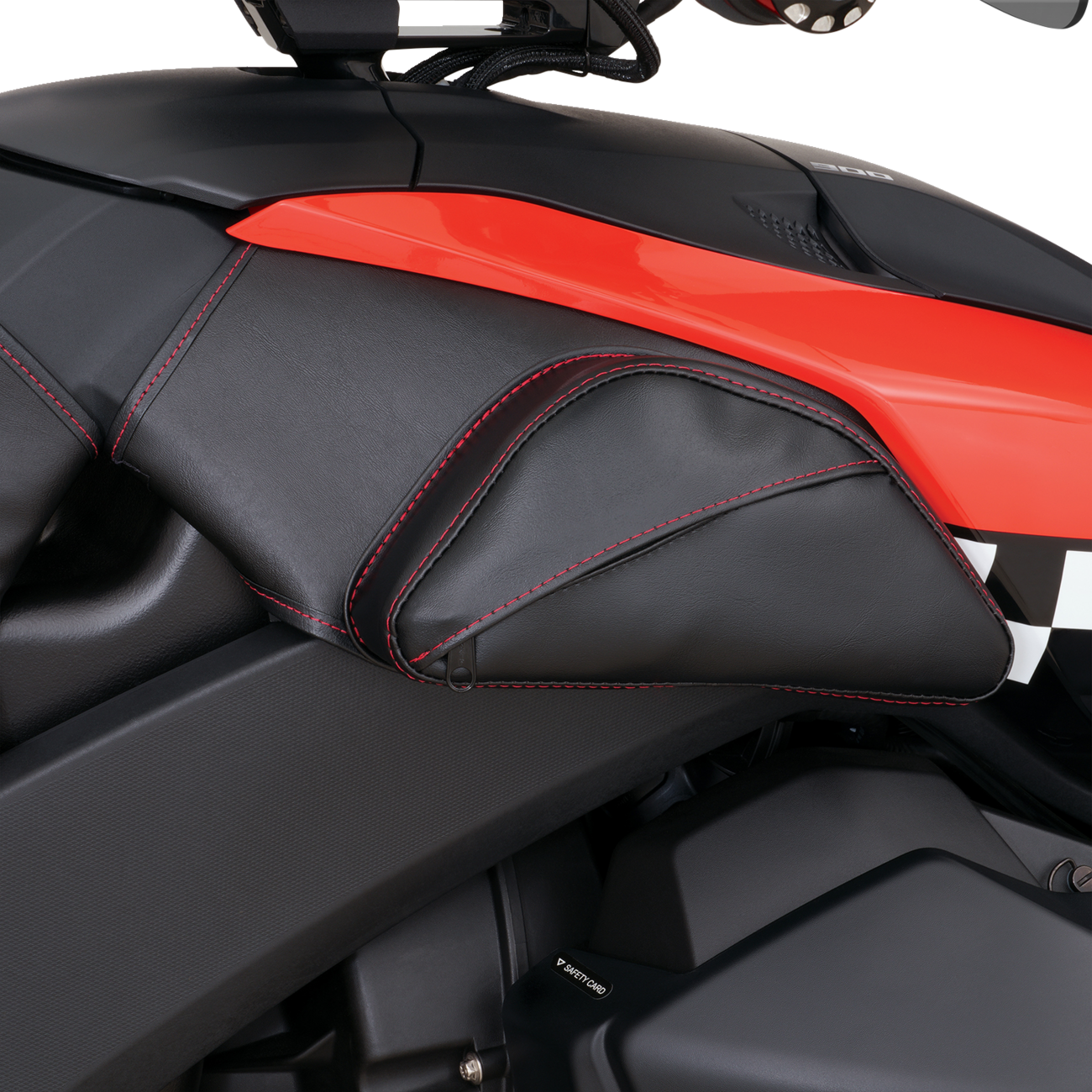 SHOW CHROME Dual Side Tank Pouch - Ballistic w/ Red Stitch - Ryker H40-401CRED