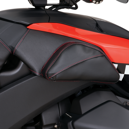 SHOW CHROME Dual Side Tank Pouch - Ballistic w/ Red Stitch - Ryker H40-401CRED