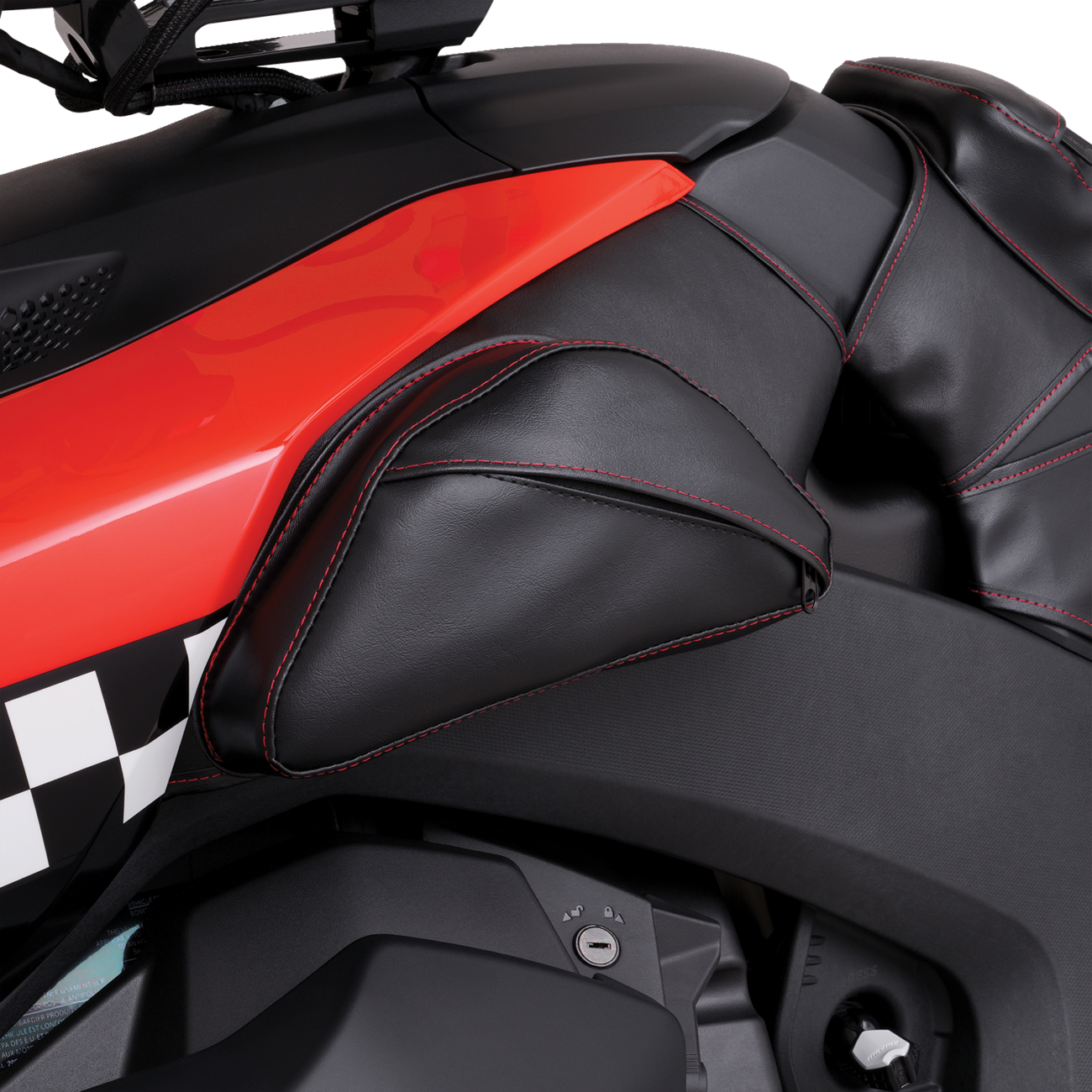 SHOW CHROME Dual Side Tank Pouch - Ballistic w/ Red Stitch - Ryker H40-401CRED