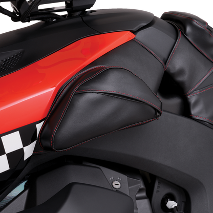 SHOW CHROME Dual Side Tank Pouch - Ballistic w/ Red Stitch - Ryker H40-401CRED