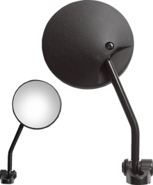 PARTS UNLIMITED Mirror - Flag - Side View - Round - Black 97021