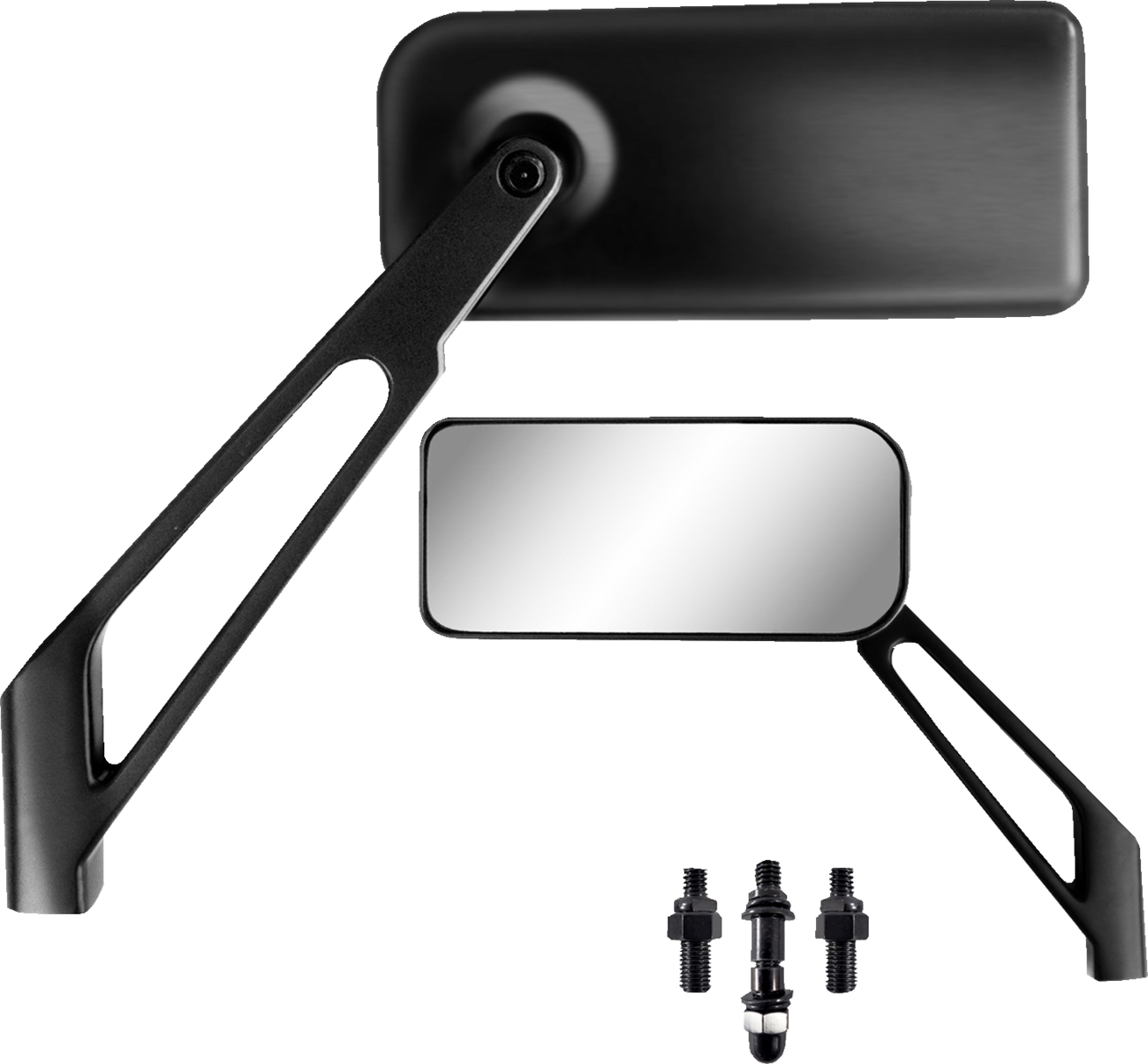 PARTS UNLIMITED Mirror - X-Treme Designer - Side View - Rectangular - Black 98003