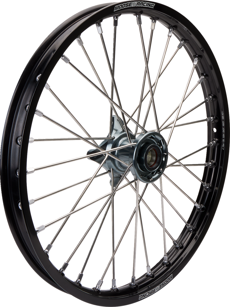 MOOSE OFFROAD Wheel Assembly - SX-1 - Complete - Front - Black Wheel/Gray Hub - 19x1.4 - SX/MC/TC 85 MF-14019-BKGY