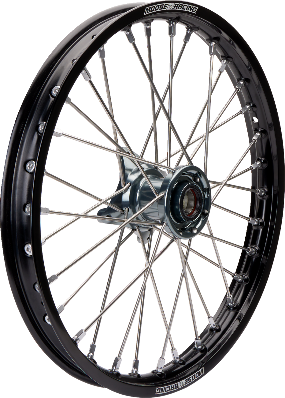 MOOSE OFFROAD Wheel Assembly - SX-1 - Complete - Front - Black Wheel/Gray Hub - 17x1.4 - SX/MC/TC 85 MF-14017-BKGY