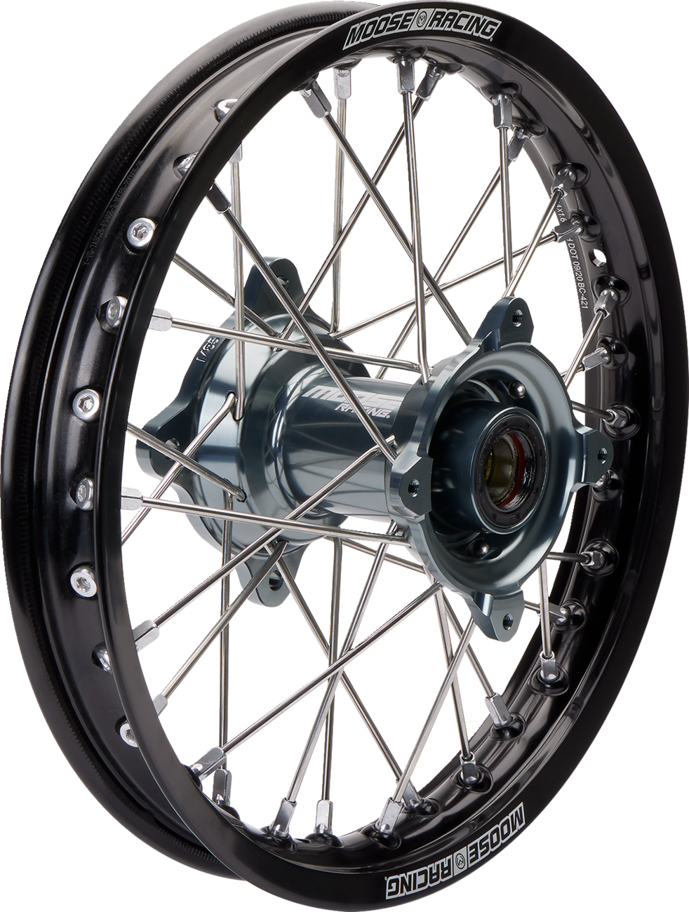 MOOSE OFFROAD Wheel Assembly - SX-1 - Complete - Rear - Black Wheel/Gray Hub - 14x1.6 - SX/TC 85 MR-16014-BKGY