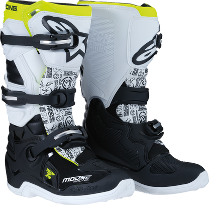 MOOSE OFFROAD Youth Tech 7S Boots - Black/White/Yellow - US 7 0215024-125-7