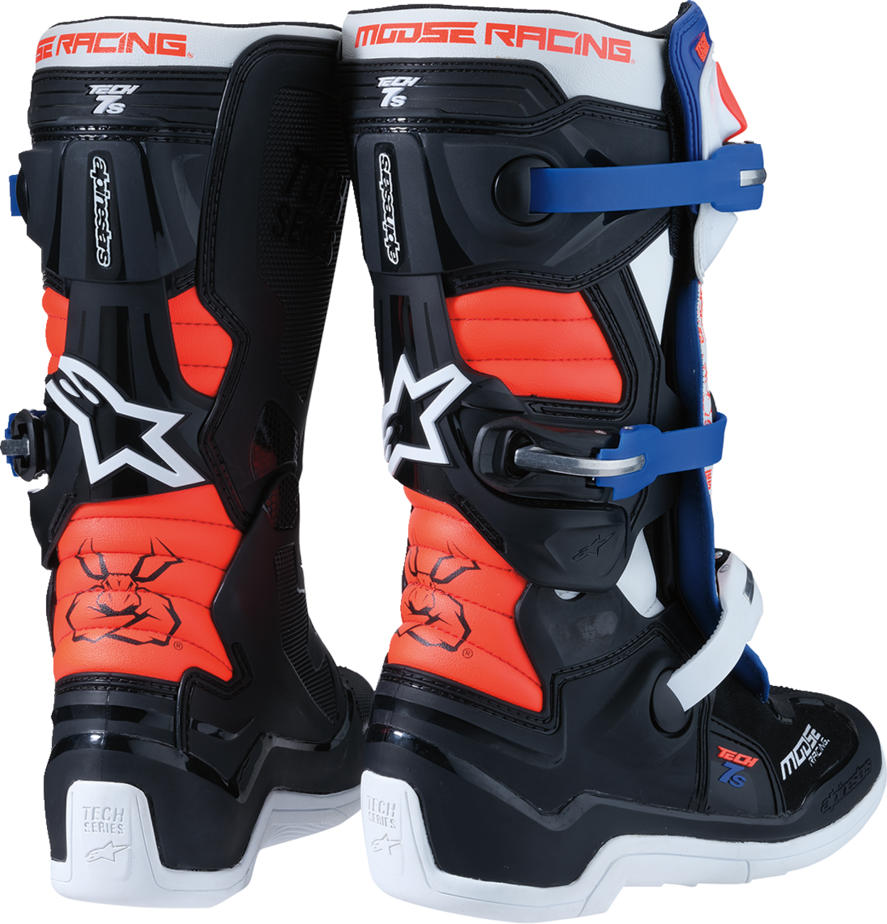 MOOSE OFFROAD Youth Tech 7S Boots - Black/White/Red/Blue - US 4 0215024-1297-4
