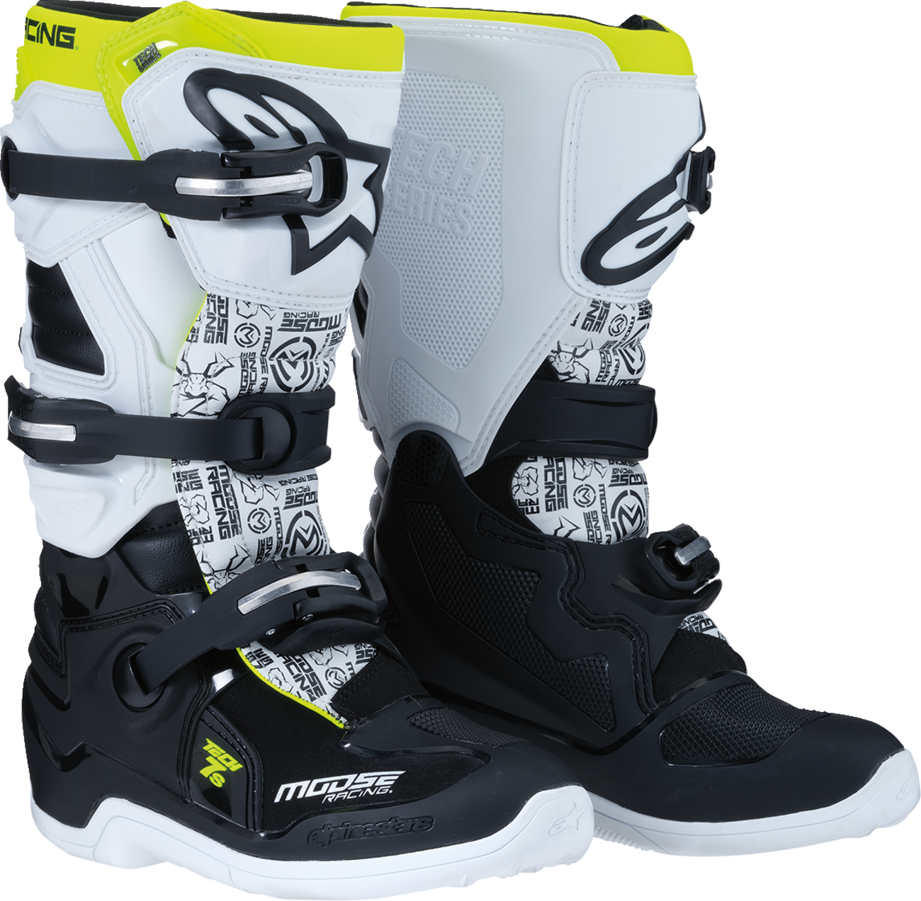 MOOSE OFFROAD Youth Tech 7S Boots - Black/White/Yellow - US 4 0215024-125-4