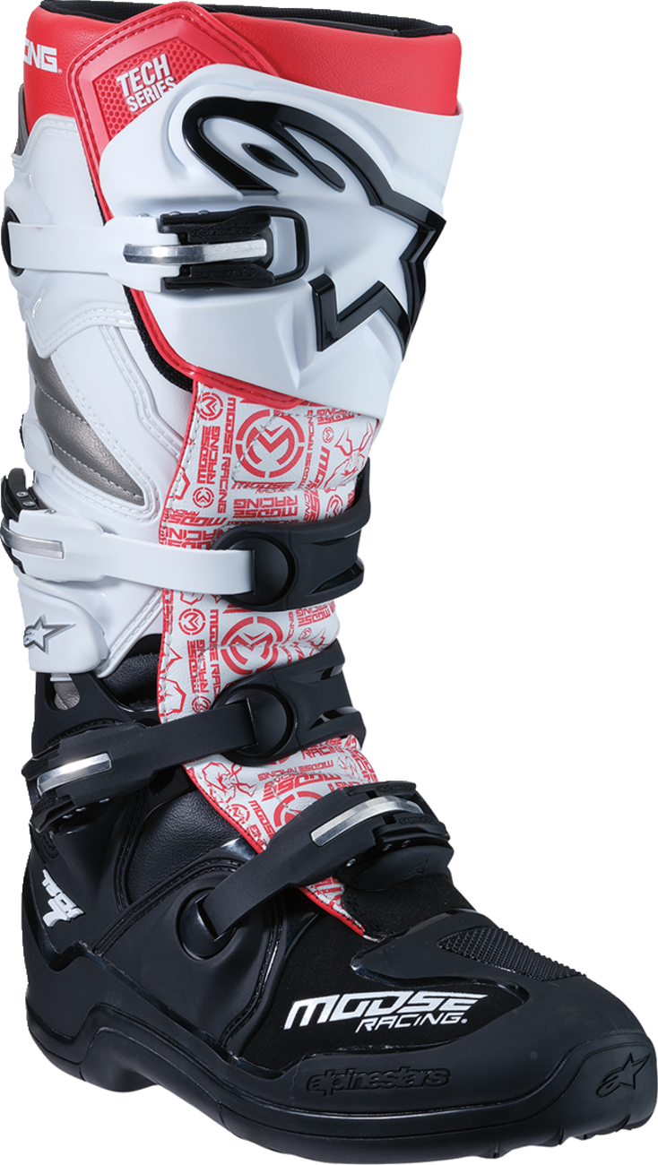MOOSE OFFROAD Tech 7 Boots - Black/White/Red - US 8 0212024-1225-8