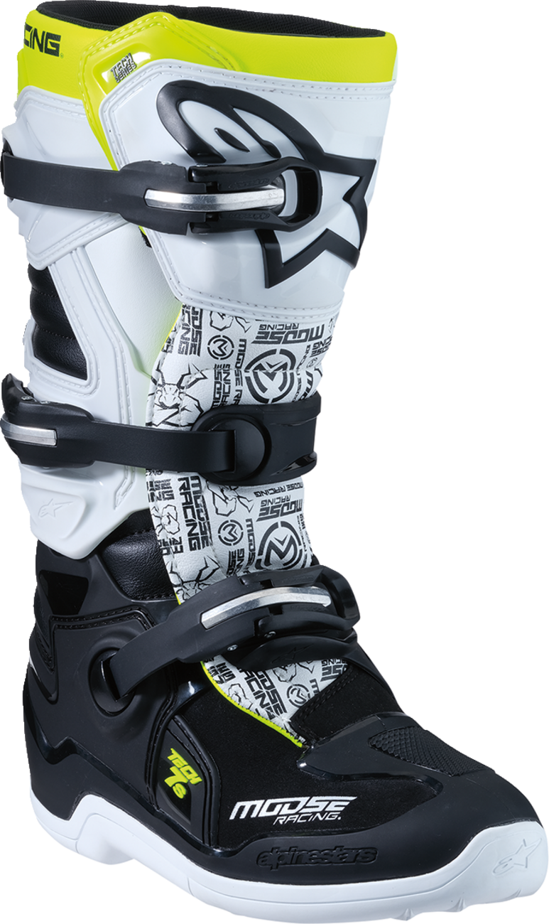 MOOSE OFFROAD Youth Tech 7S Boots - Black/White/Yellow - US 2 0215024-125-2