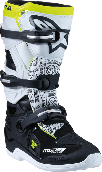 MOOSE OFFROAD Youth Tech 7S Boots - Black/White/Yellow - US 4 0215024-125-4