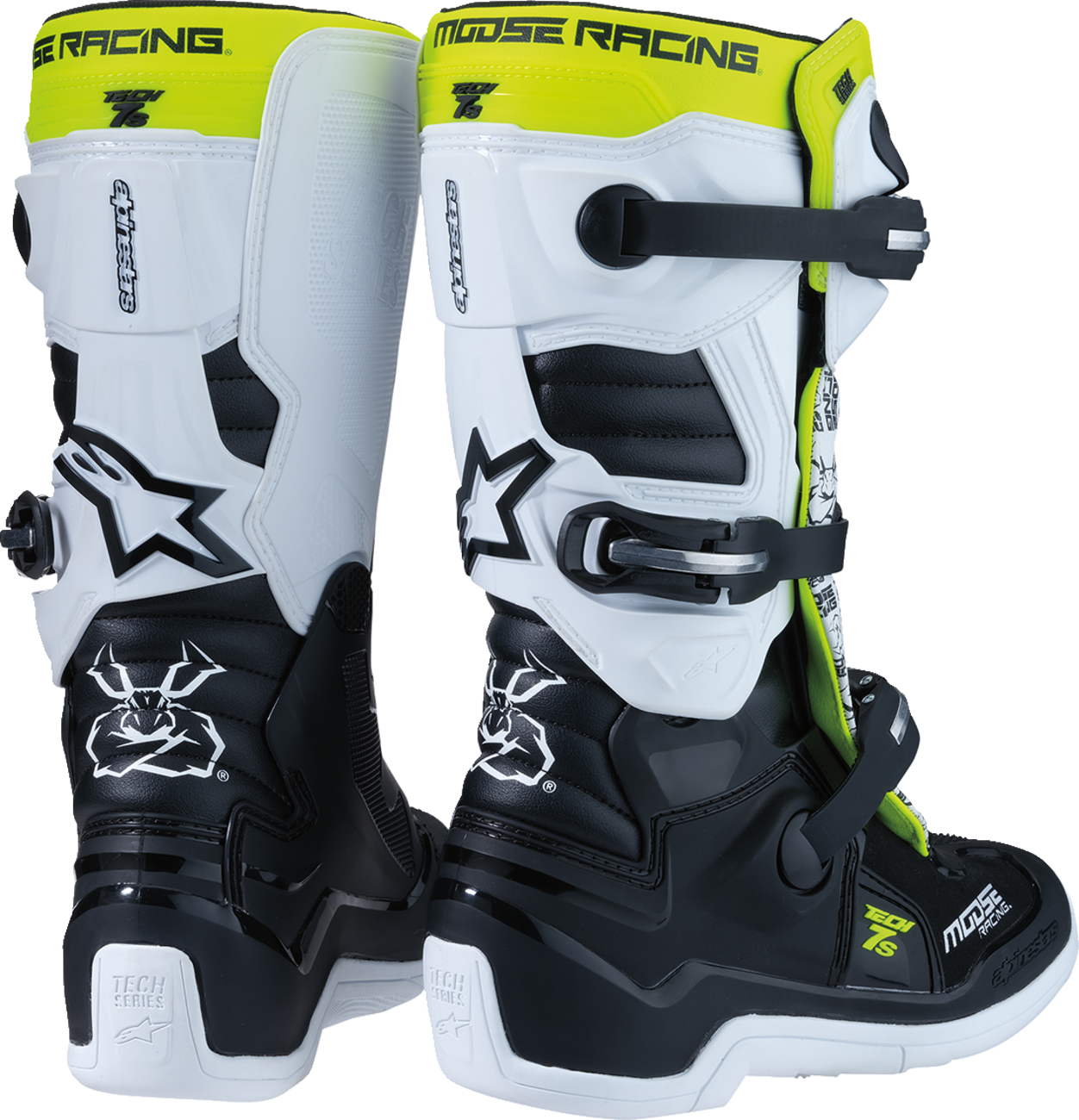 MOOSE OFFROAD Youth Tech 7S Boots - Black/White/Yellow - US 2 0215024-125-2