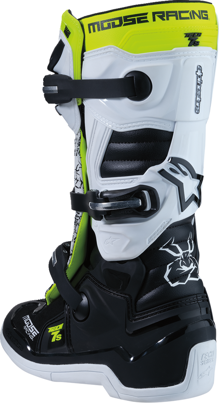 MOOSE OFFROAD Youth Tech 7S Boots - Black/White/Yellow - US 7 0215024-125-7