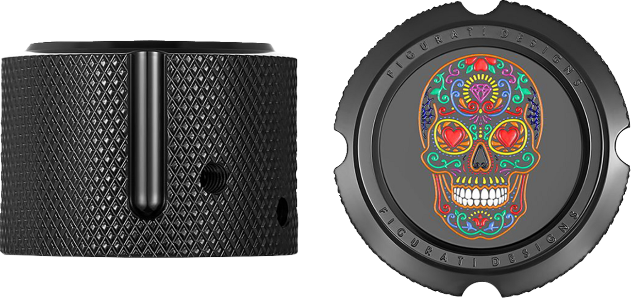 FIGURATI DESIGNS Seat Mounting Knob - Black - Sugar Skull FD30-SEAT-SCREW-BLK