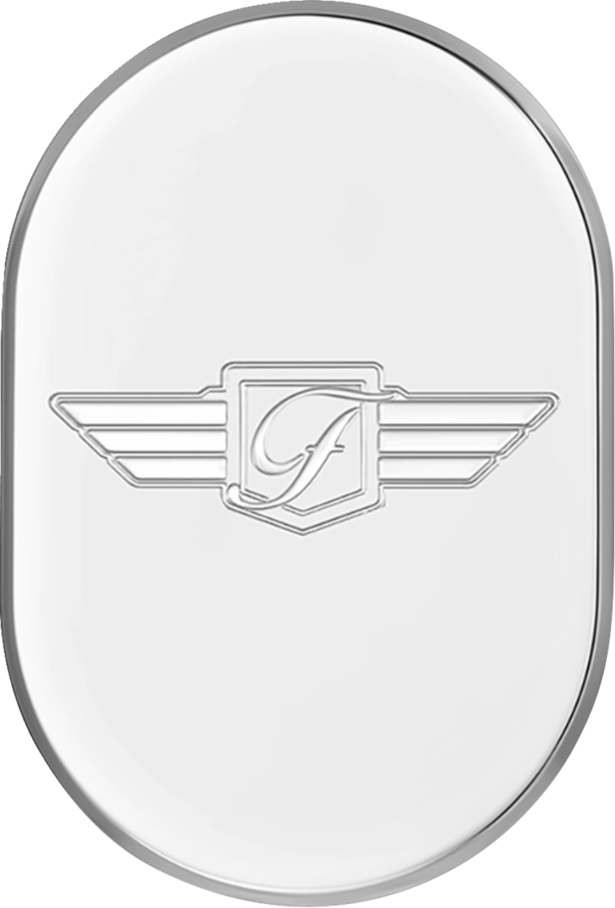 FIGURATI DESIGNS Antenna Cover - Left Rear Fender - FD Logo - Polished Stainless Steel FD-01-AC-SS-LT