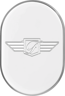 FIGURATI DESIGNS Antenna Cover - Left Rear Fender - FD Logo - Polished Stainless Steel FD-01-AC-SS-LT