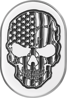 FIGURATI DESIGNS Antenna Cover - Left Rear Fender - Contrast Cut American Flag Skull - Chrome FD27-AC-SS-LT
