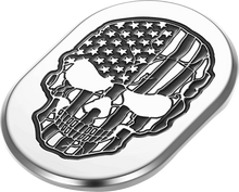 FIGURATI DESIGNS Antenna Cover - Left Rear Fender - Contrast Cut American Flag Skull - Chrome FD27-AC-SS-LT