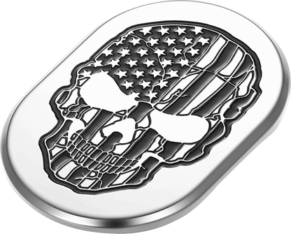 FIGURATI DESIGNS Antenna Cover - Left Rear Fender - Contrast Cut American Flag Skull - Chrome FD27-AC-SS-LT