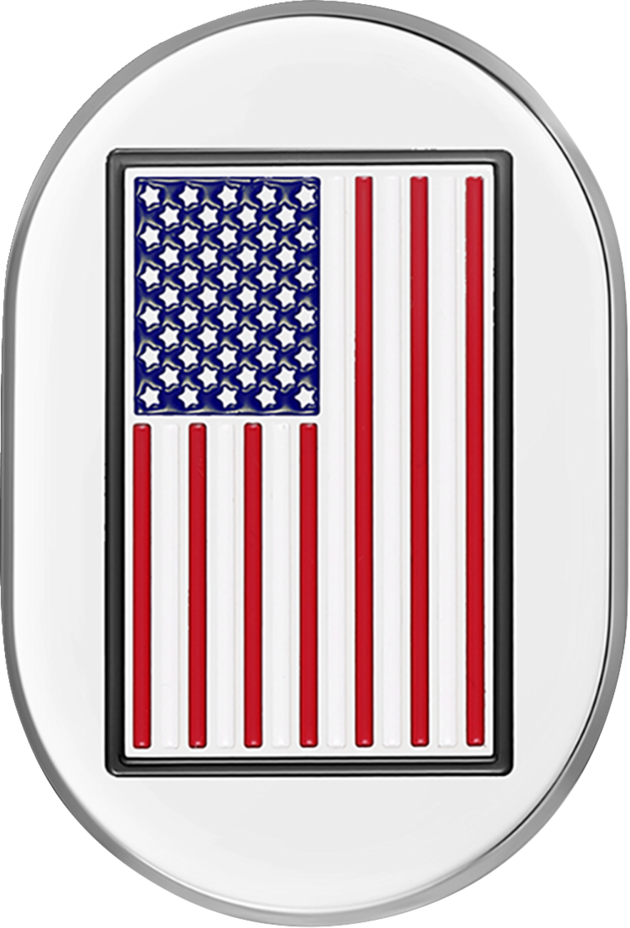 FIGURATI DESIGNS Antenna Cover - Left Rear Fender - American Flag - Chrome FD20-AC-SS-LT