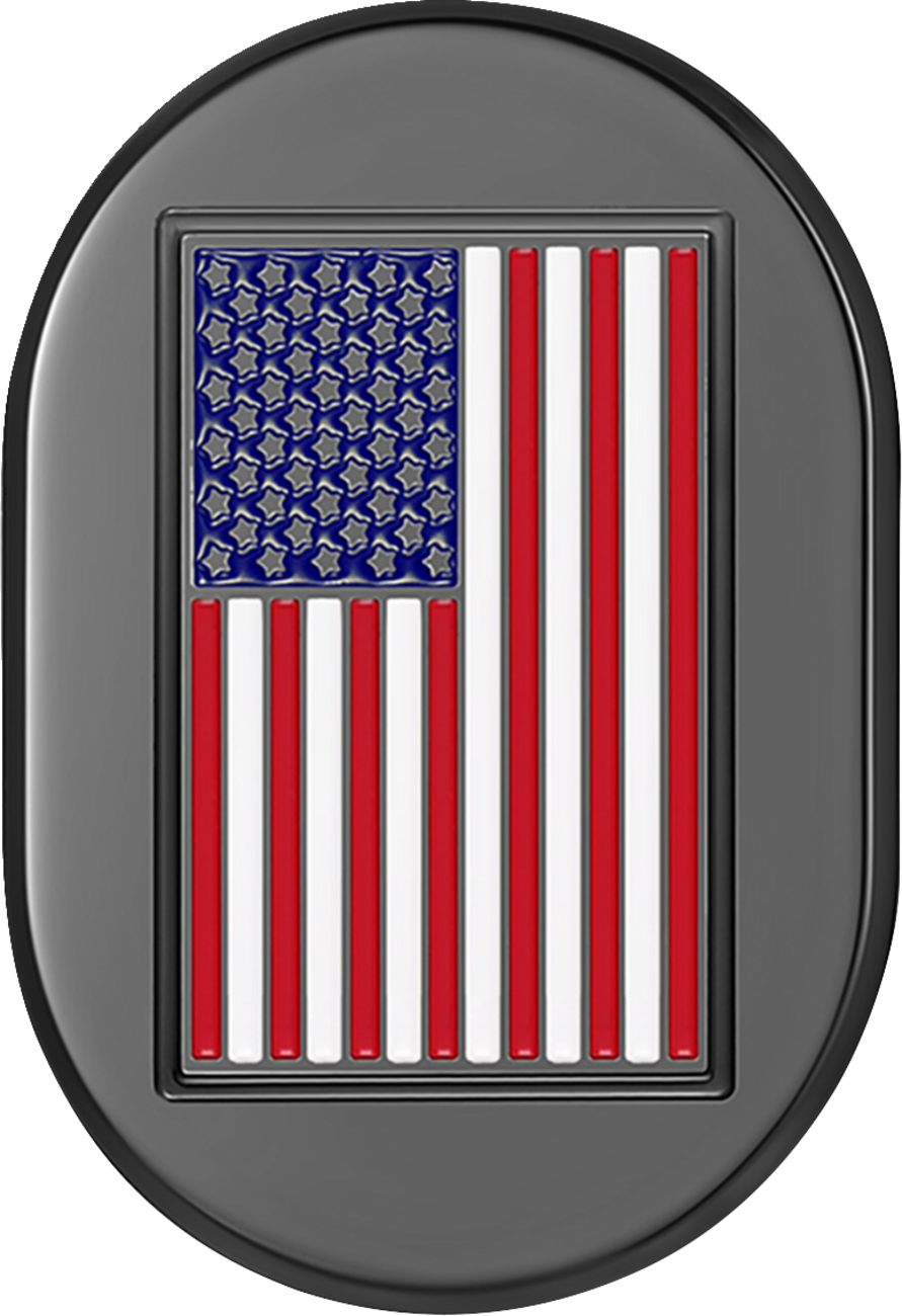 FIGURATI DESIGNS Antenna Cover - Left Rear Fender - American Flag - Black FD21-AC-BLK-LT