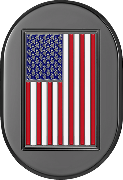 FIGURATI DESIGNS Antenna Cover - Left Rear Fender - American Flag - Black FD21-AC-BLK-LT