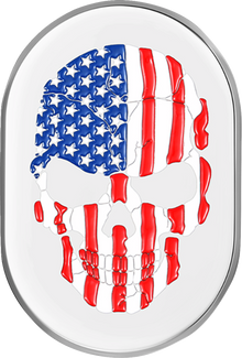 FIGURATI DESIGNS Antenna Cover - Left Rear Fender - American Flag Skull - Chrome FD24-AC-SS-LT