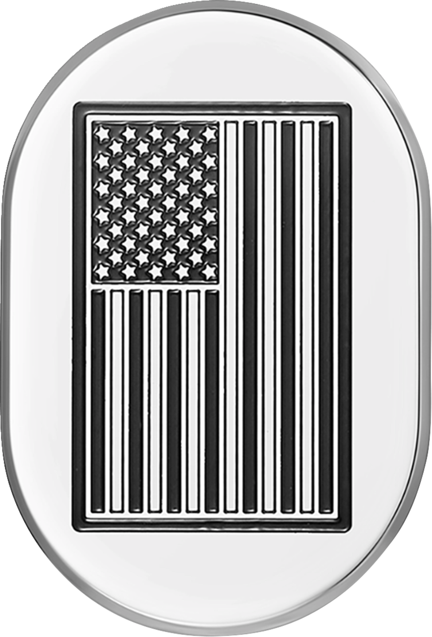 FIGURATI DESIGNS Antenna Cover - Left Rear Fender - Contrast Cut American Flag - Chrome FD26-AC-SS-LT