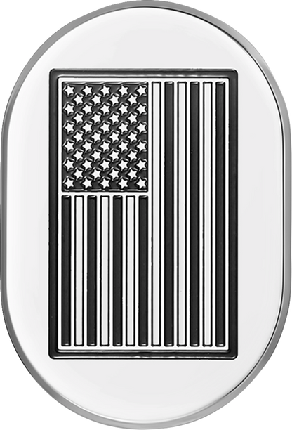FIGURATI DESIGNS Antenna Cover - Left Rear Fender - Contrast Cut American Flag - Chrome FD26-AC-SS-LT