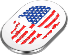 FIGURATI DESIGNS Antenna Cover - Right Rear Fender - American Flag Skull - Chrome FD24-AC-SS-RT