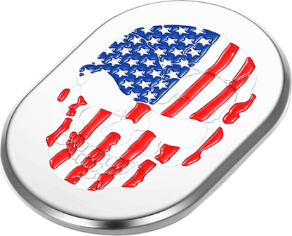 FIGURATI DESIGNS Antenna Cover - Right Rear Fender - American Flag Skull - Chrome FD24-AC-SS-RT