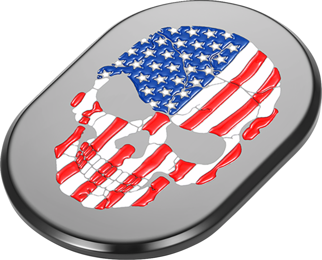 FIGURATI DESIGNS Antenna Cover - Left Rear Fender - American Flag Skull - Black FD25-AC-BLK-LT