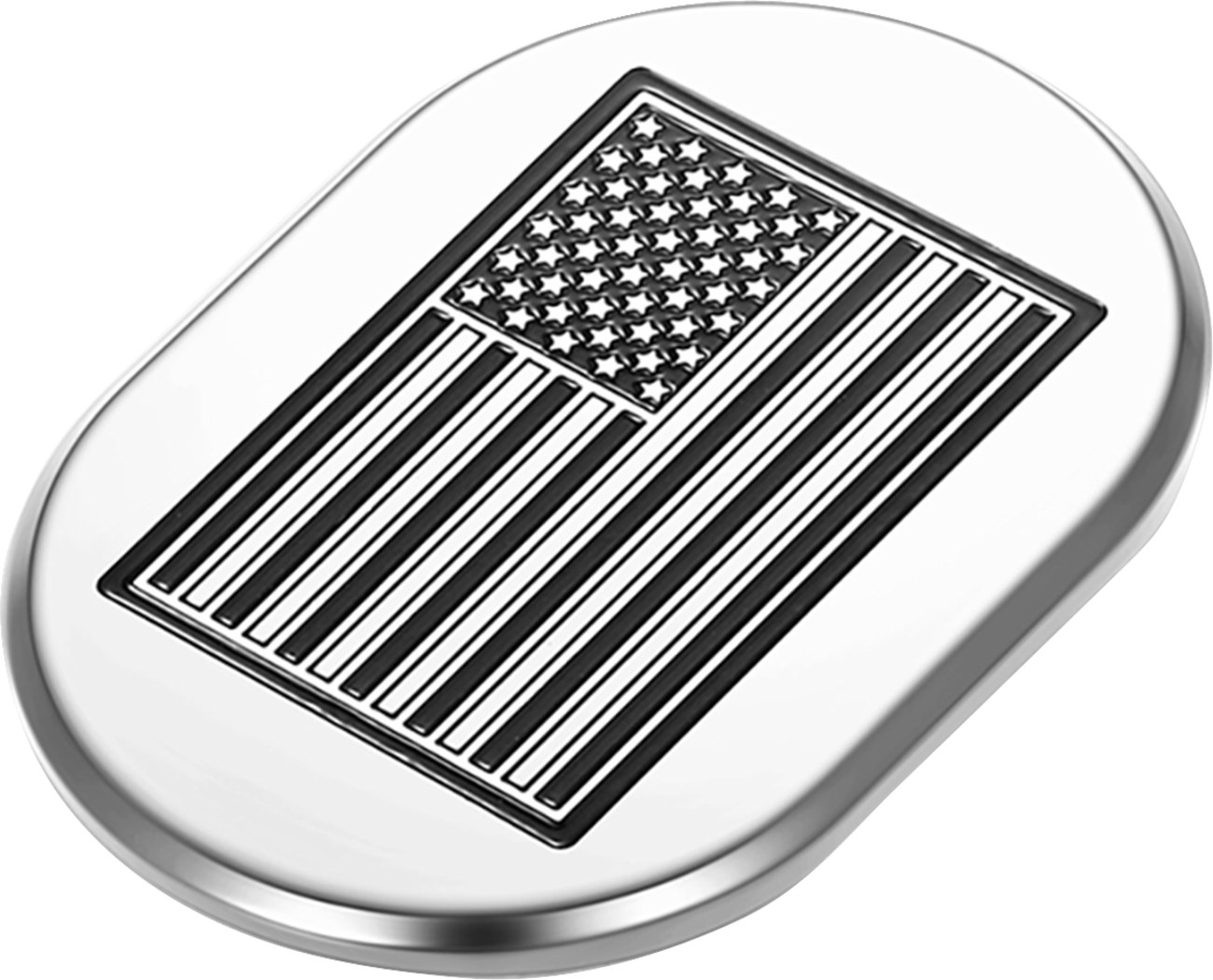 FIGURATI DESIGNS Antenna Cover - Left Rear Fender - Contrast Cut American Flag - Chrome FD26-AC-SS-LT