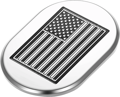 FIGURATI DESIGNS Antenna Cover - Left Rear Fender - Contrast Cut American Flag - Chrome FD26-AC-SS-LT
