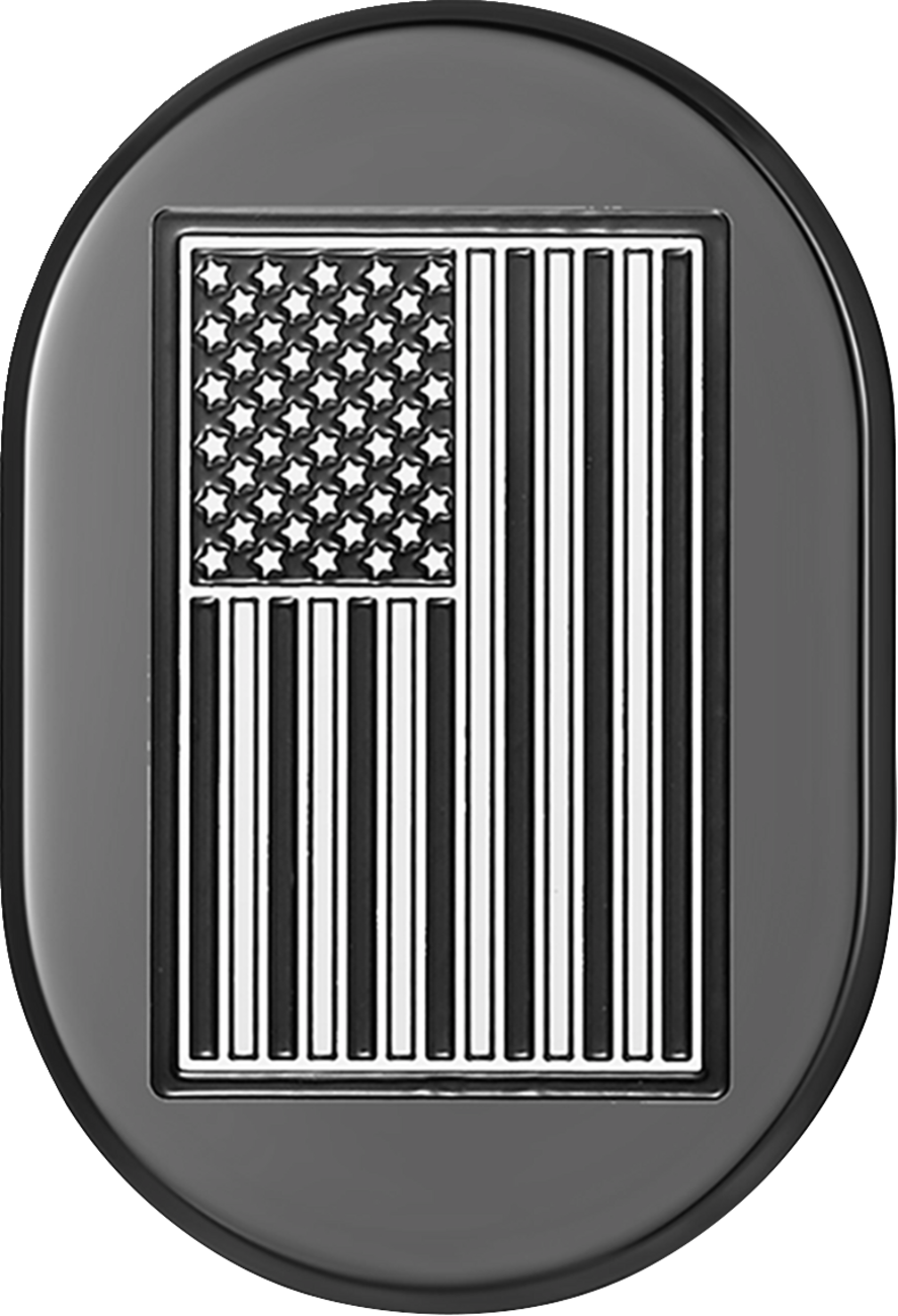 FIGURATI DESIGNS Antenna Cover - Left Rear Fender - Contrast Cut American Flag - Black FD26-AC-BLK-LT