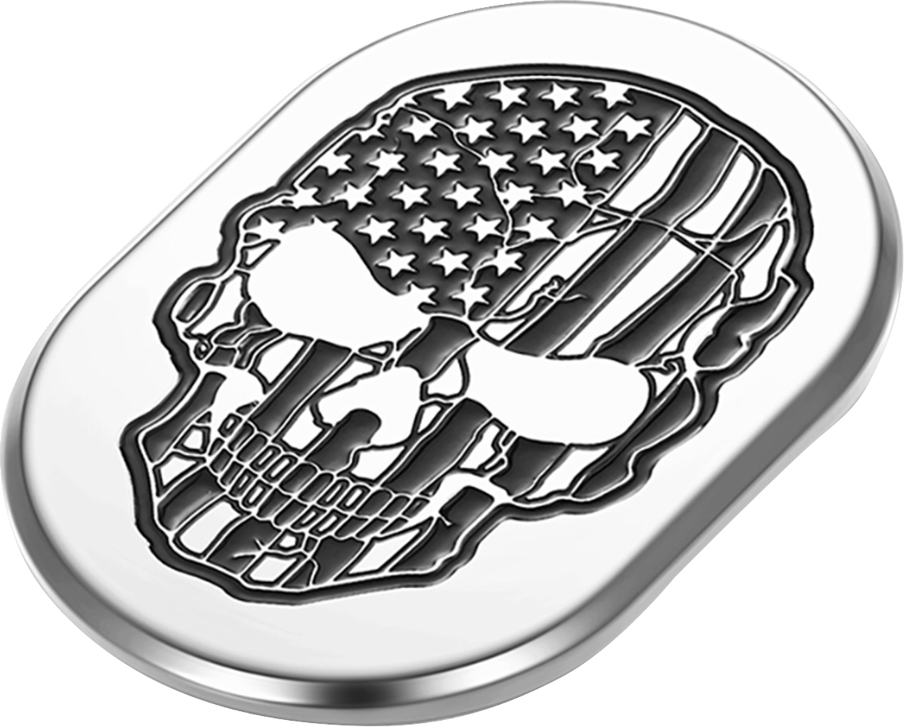 FIGURATI DESIGNS Antenna Cover - Right Rear Fender - Contrast Cut American Flag Skull - Chrome FD27-AC-SS-RT