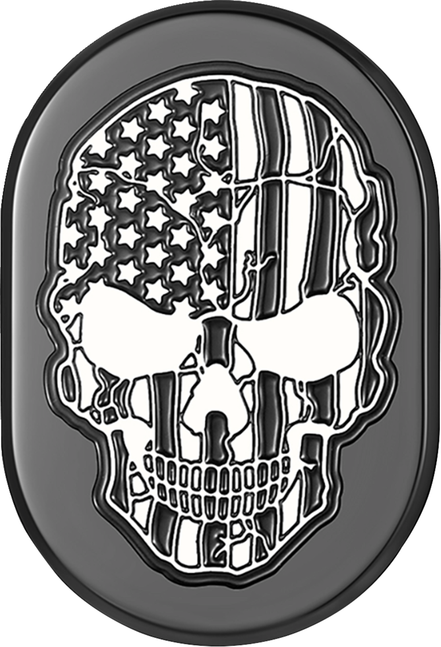 FIGURATI DESIGNS Antenna Cover - Right Rear Fender - Contrast Cut American Flag Skull - Black FD28-AC-BLK-RT
