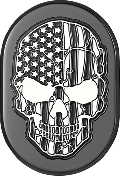 FIGURATI DESIGNS Antenna Cover - Left Rear Fender - Contrast Cut American Flag Skull - Black FD28-AC-BLK-LT