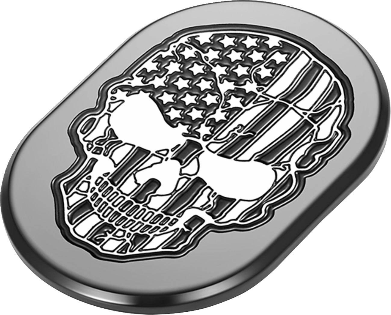 FIGURATI DESIGNS Antenna Cover - Right Rear Fender - Contrast Cut American Flag Skull - Black FD28-AC-BLK-RT