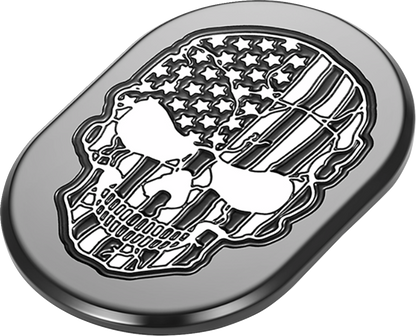 FIGURATI DESIGNS Antenna Cover - Left Rear Fender - Contrast Cut American Flag Skull - Black FD28-AC-BLK-LT