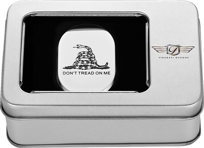FIGURATI DESIGNS Antenna Cover - Left Rear Fender - Don't Tread On Me - Chrome FD40-AC-SS-LT