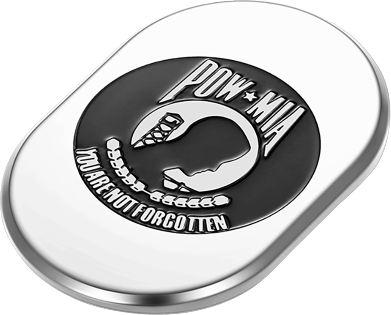 FIGURATI DESIGNS Antenna Cover - Right Rear Fender - POW-MIA -Chrome FD50-AC-SS-RT