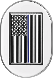 FIGURATI DESIGNS Antenna Cover - Left Rear Fender - Blue Line American Flag - Chrome FD70-AC-SS-LT