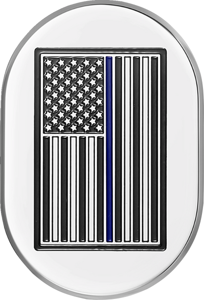 FIGURATI DESIGNS Antenna Cover - Right Rear Fender - Blue Line American Flag - Chrome FD70-AC-SS-RT