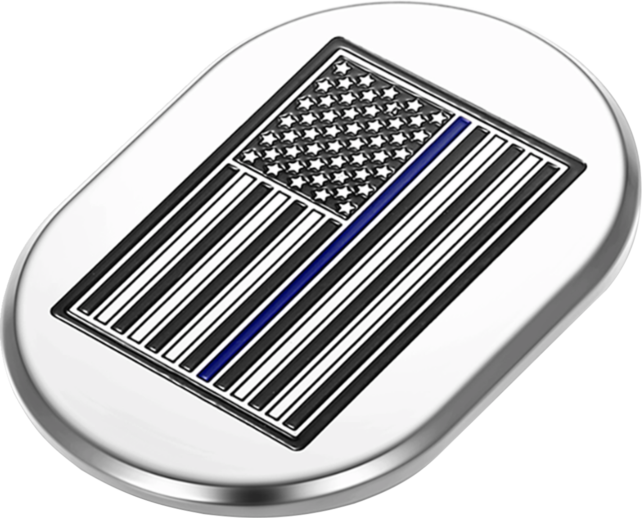 FIGURATI DESIGNS Antenna Cover - Right Rear Fender - Blue Line American Flag - Chrome FD70-AC-SS-RT