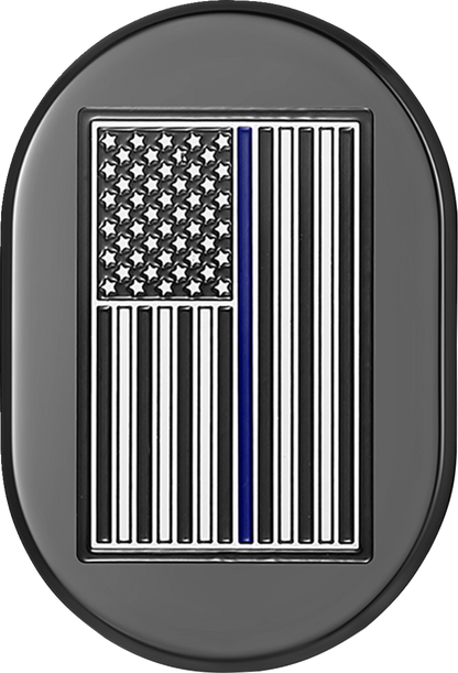 FIGURATI DESIGNS Antenna Cover - Left Rear Fender - Blue Line American Flag - Black FD71-AC-BLK-LT