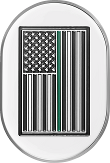 FIGURATI DESIGNS Antenna Cover - Right Rear Fender - Green Line American Flag - Chrome FD72-AC-SS-RT